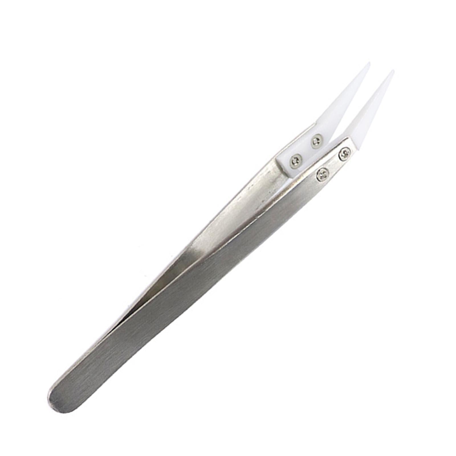 Ceramic Tweezer Anti-Static 4.92inch for Soldering Tool Pinching Coils Small Bend Type