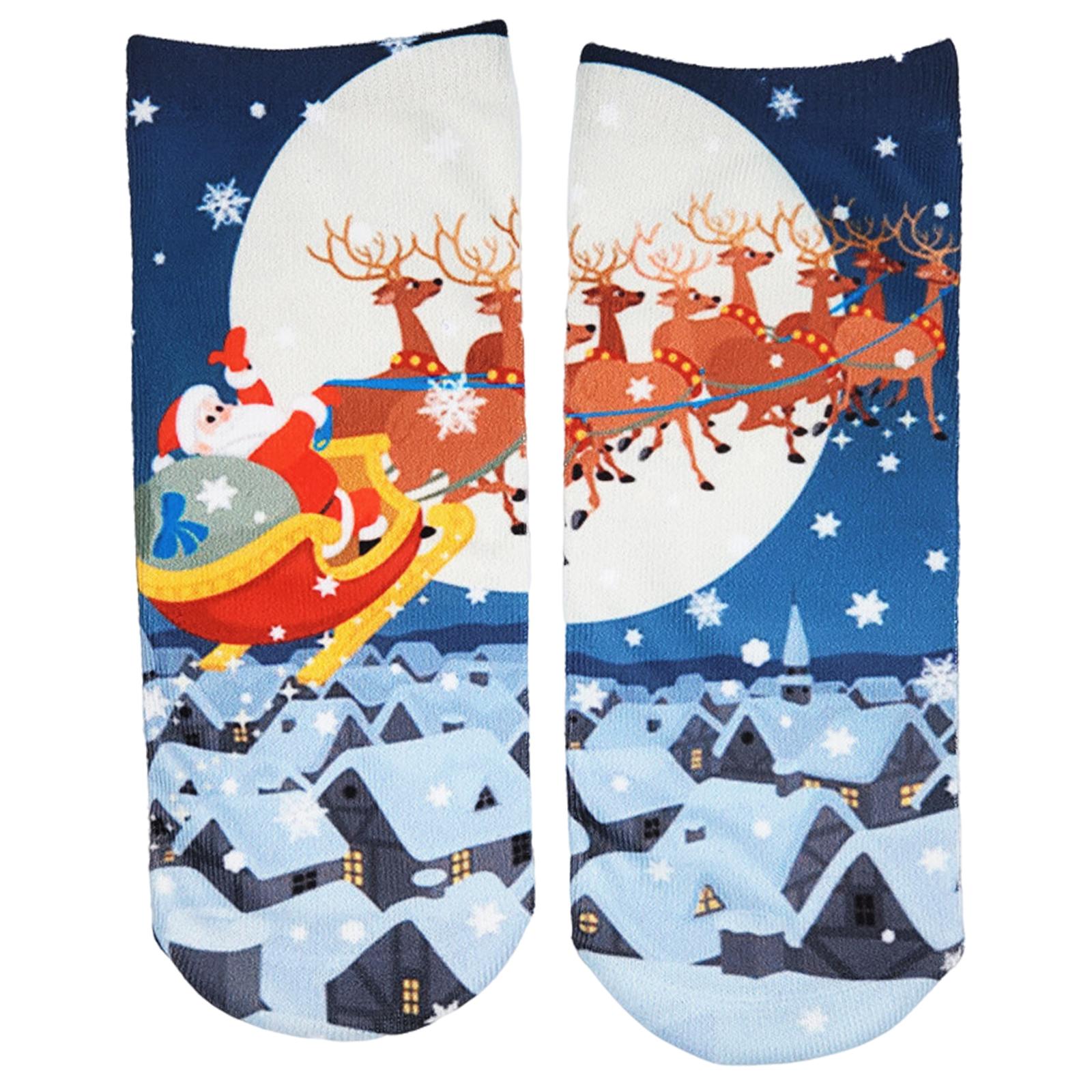 Fashion Low Crew Socks Chrismas Short Sock Breathable for Girls Boys Men Santa snowflakes