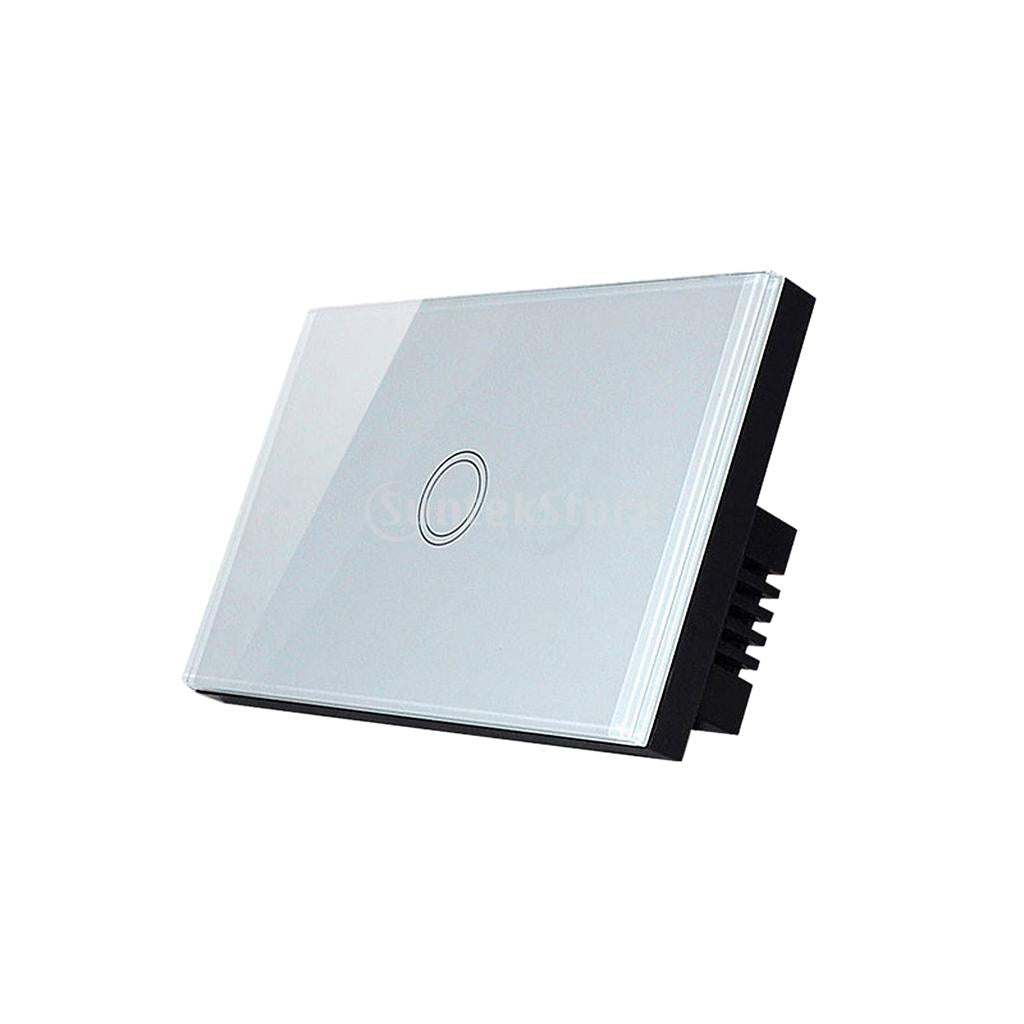 1 Way Wall Touch Panel Light Switch Crystal Glass Panel 120V 1 Gang - White