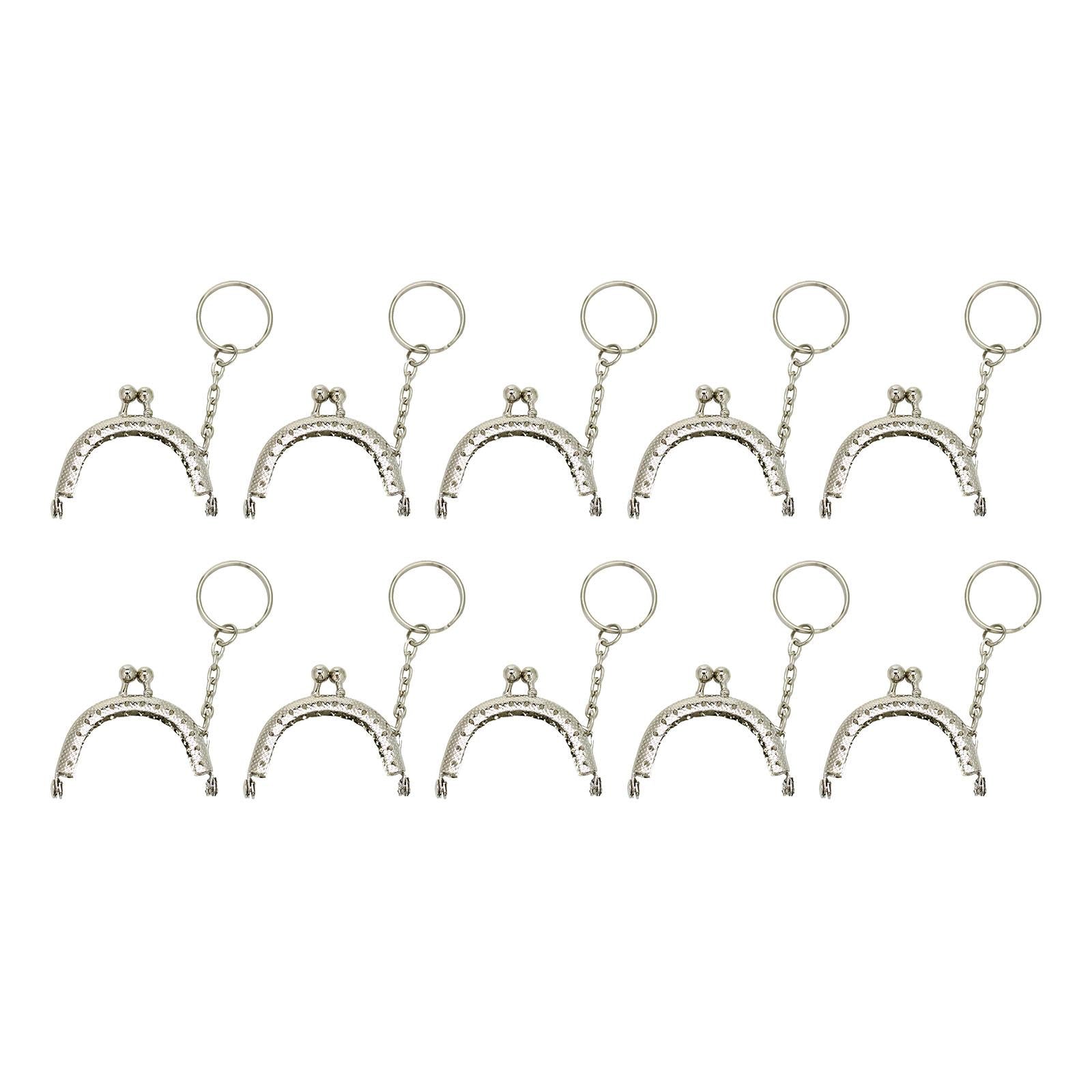 10Pcs Metal Purse Frame Semicircle Bag Handle Bag Kiss Clasp Lock for Sewing Silver