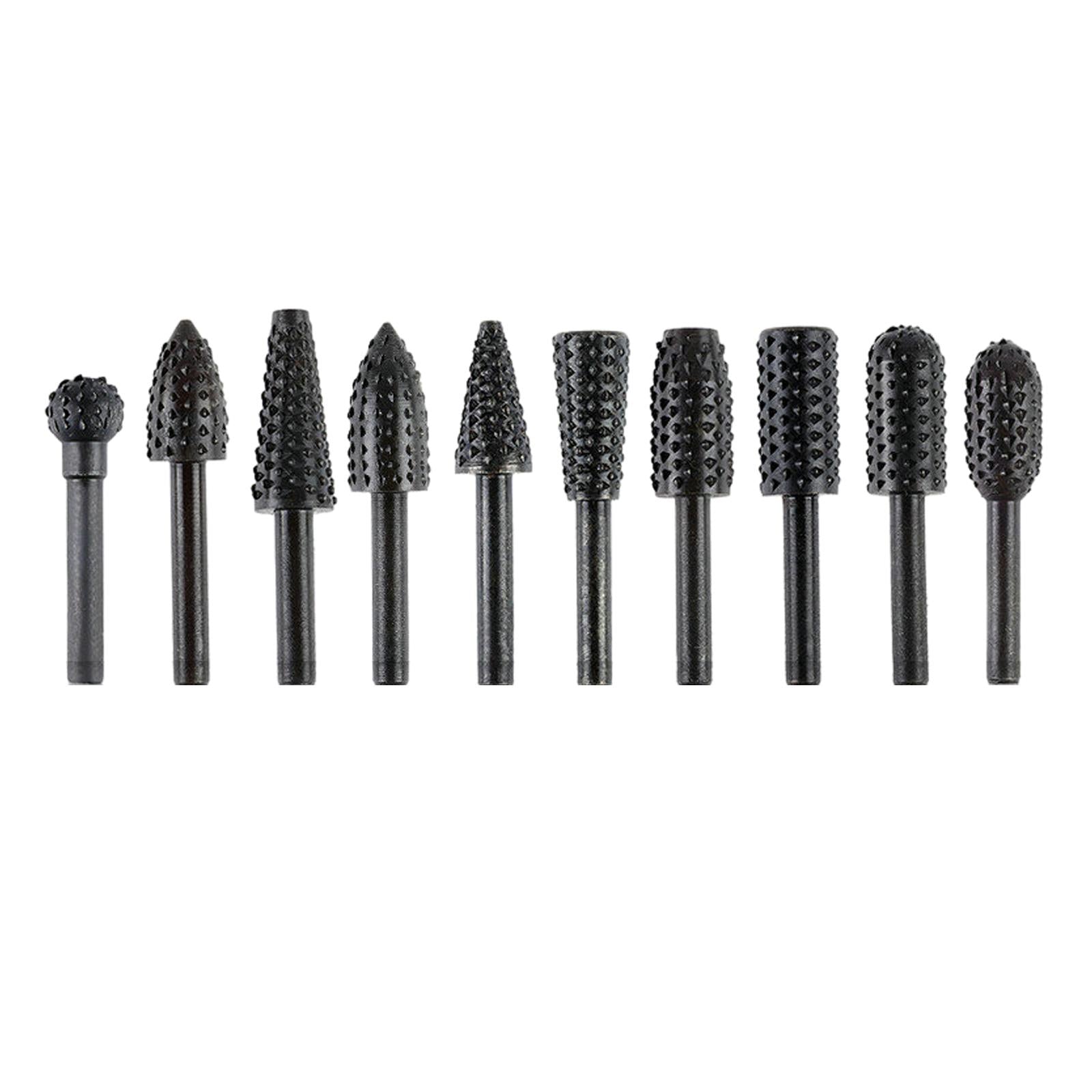 10x Steel Rotary Burr Set Rotary Drill Shank Drill Set for Metal Craving
