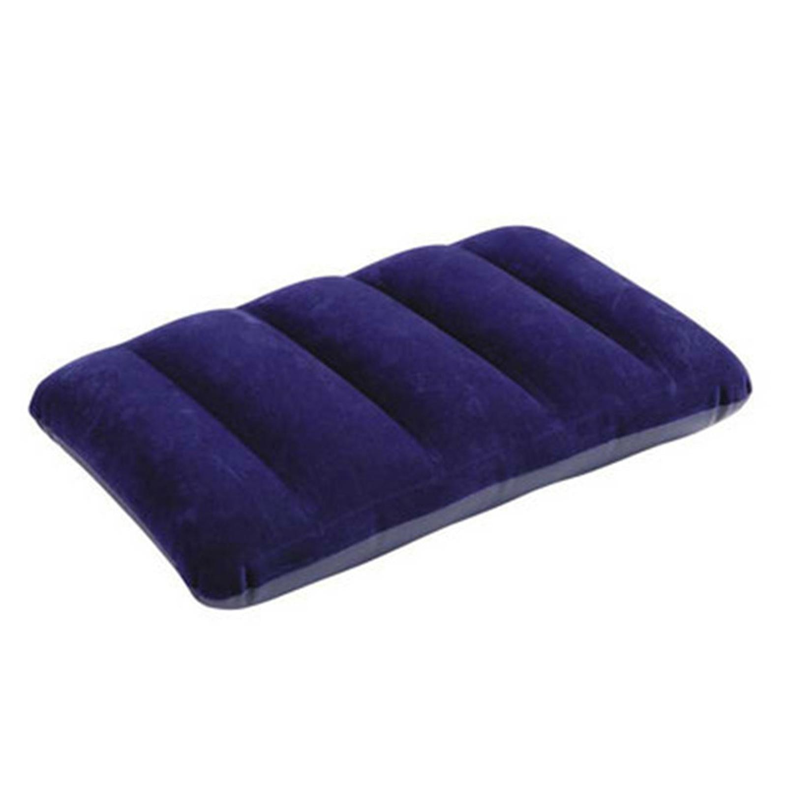 Inflatable Pillow Travel Small Square Office Camping Neck Waist Support Blue