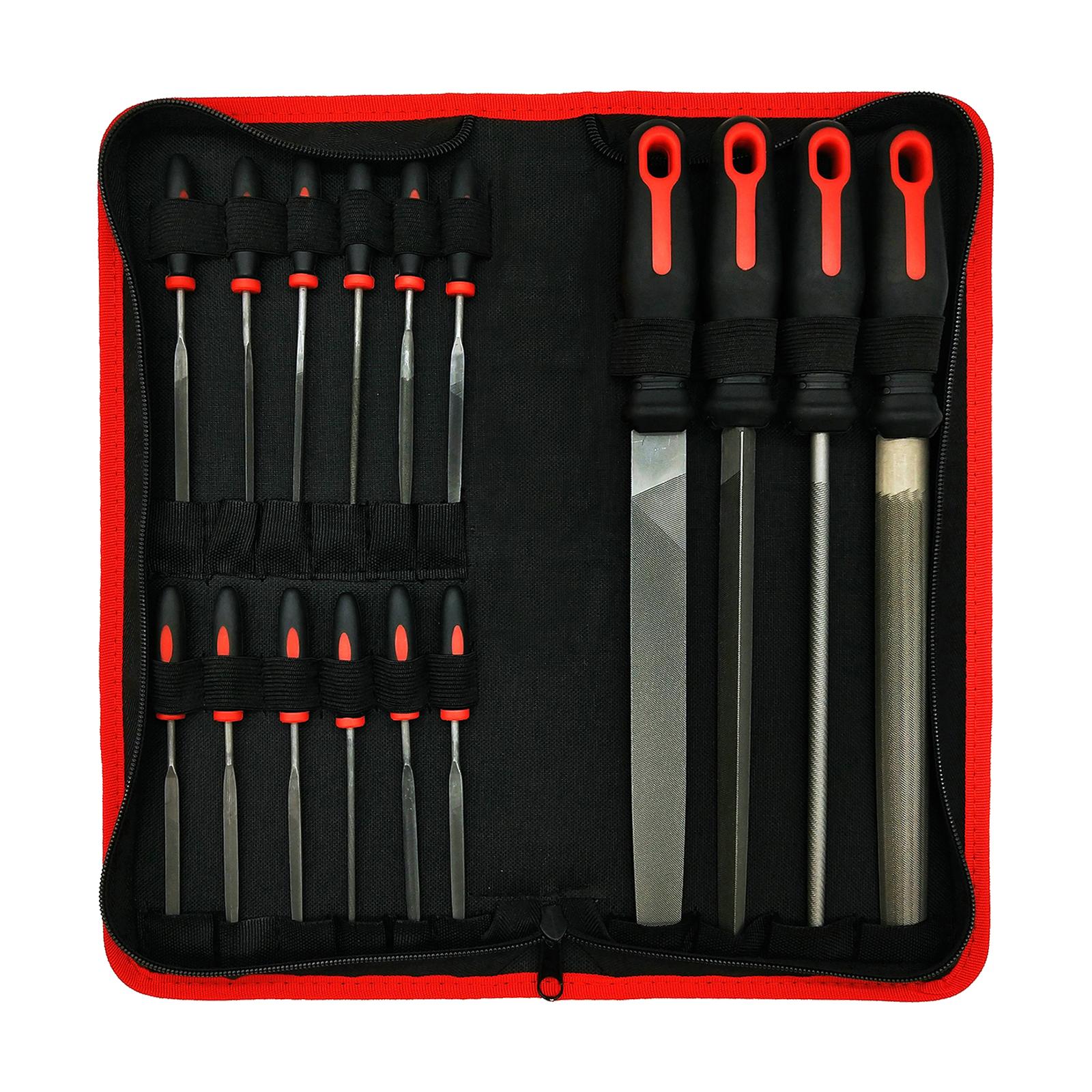 16 Pieces File Set Rubber Handle for Metal Grinding Handmade Leather Edging