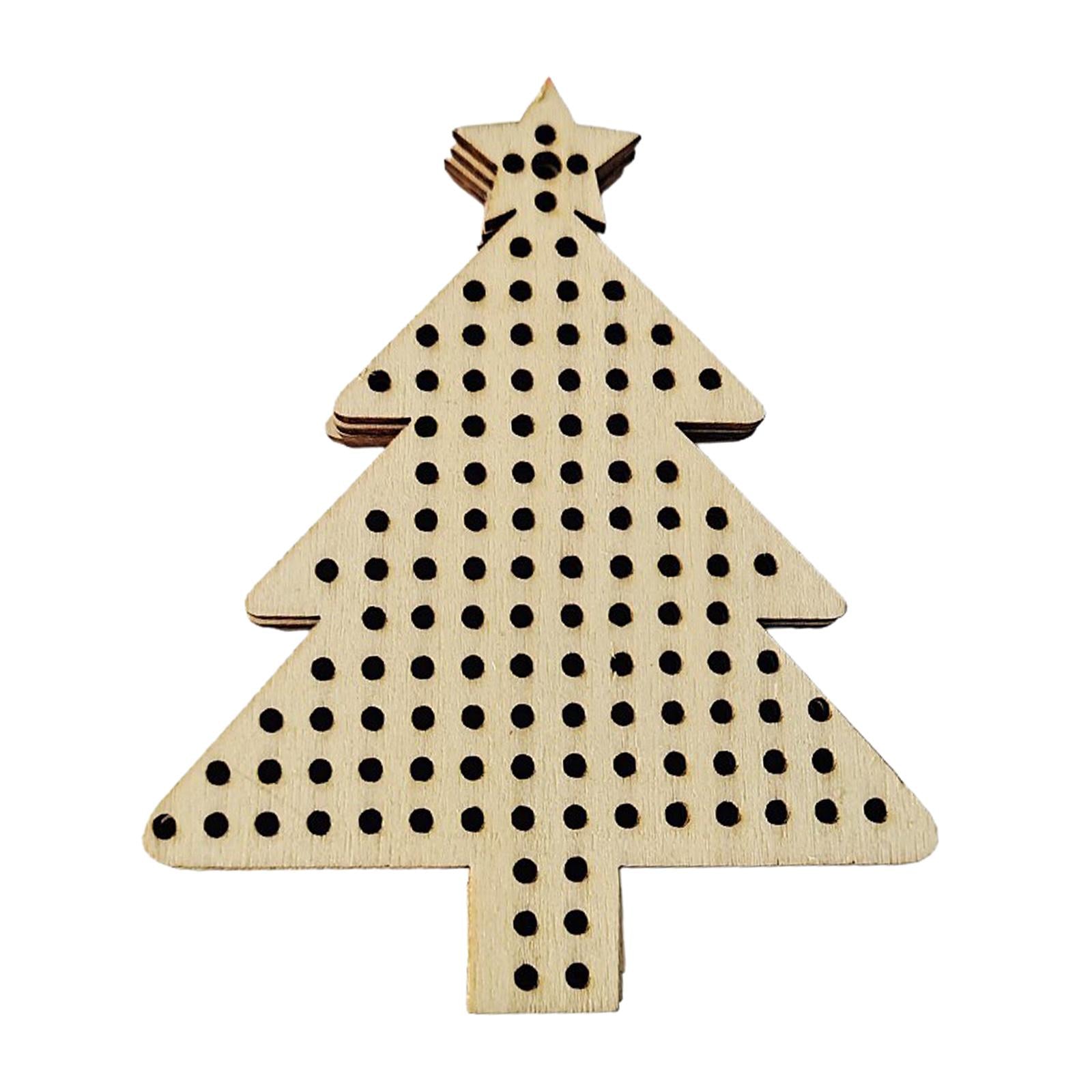12Pcs Cross Stitch Pendant Blank Wood Shapes for Handmade Embroidery Style 3