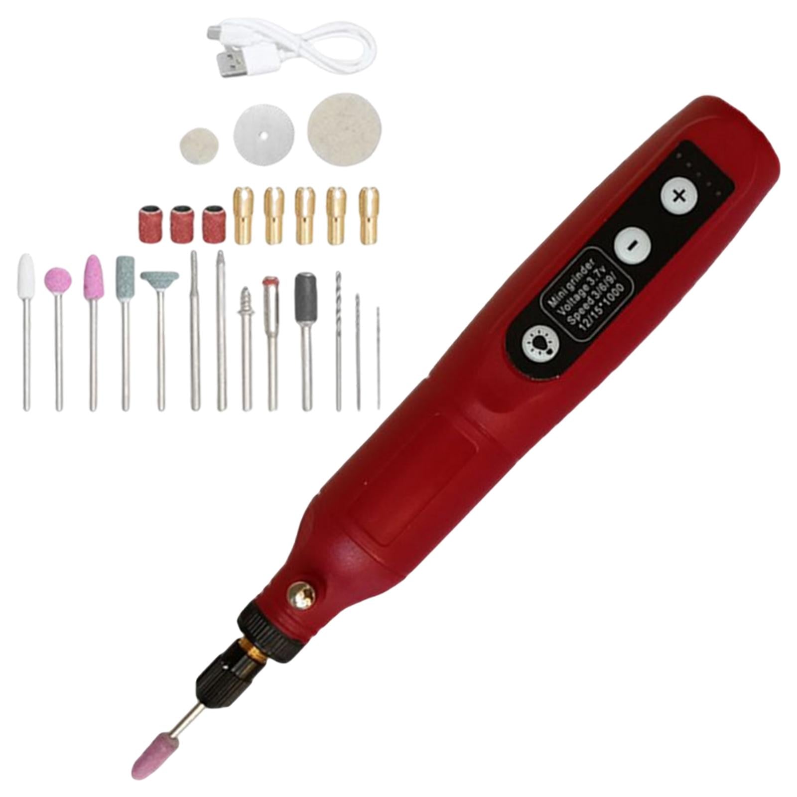 Electric Dog Nail Grinder Set Trimmer Kit 24Pieces 5 Gear USB Nail Trimmer Red