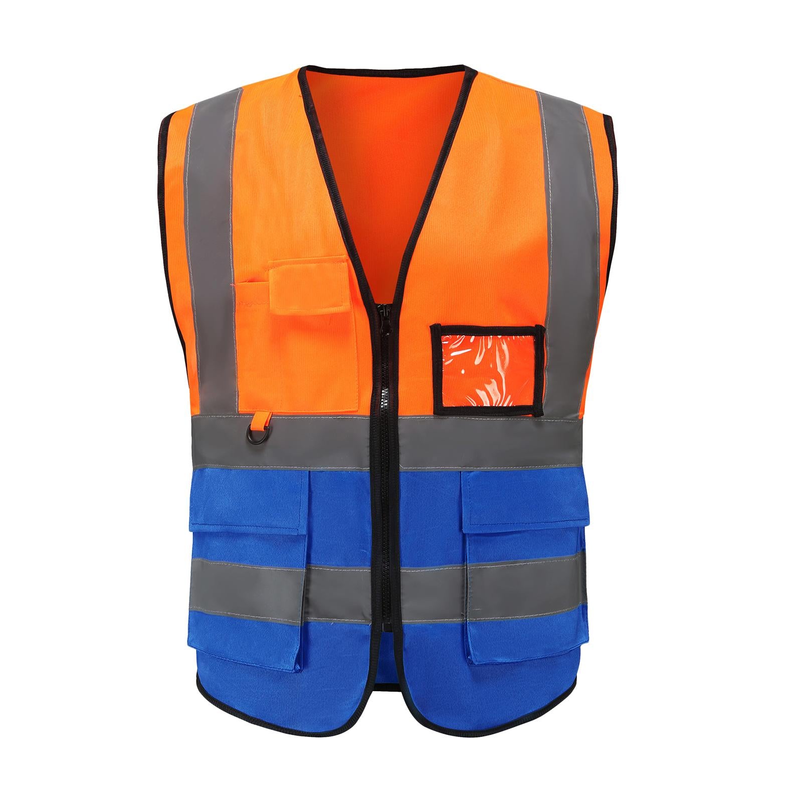 Reflective Vest Safety Vest for Engineering Construction Orange Blue