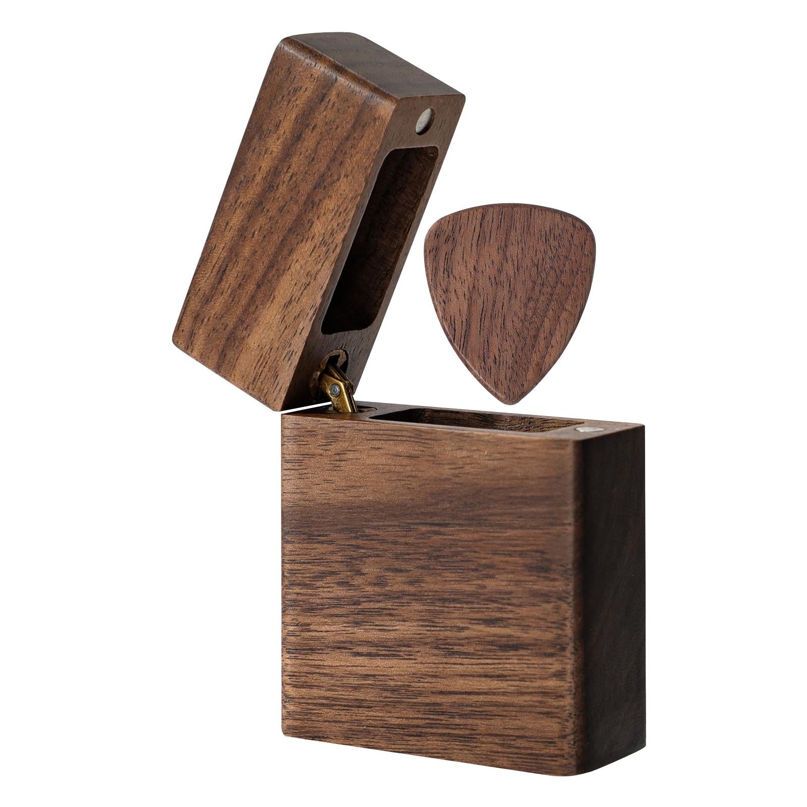 Handmade Wooden Guitar Pick Box and Pick for Guitar Lover Musical Gift