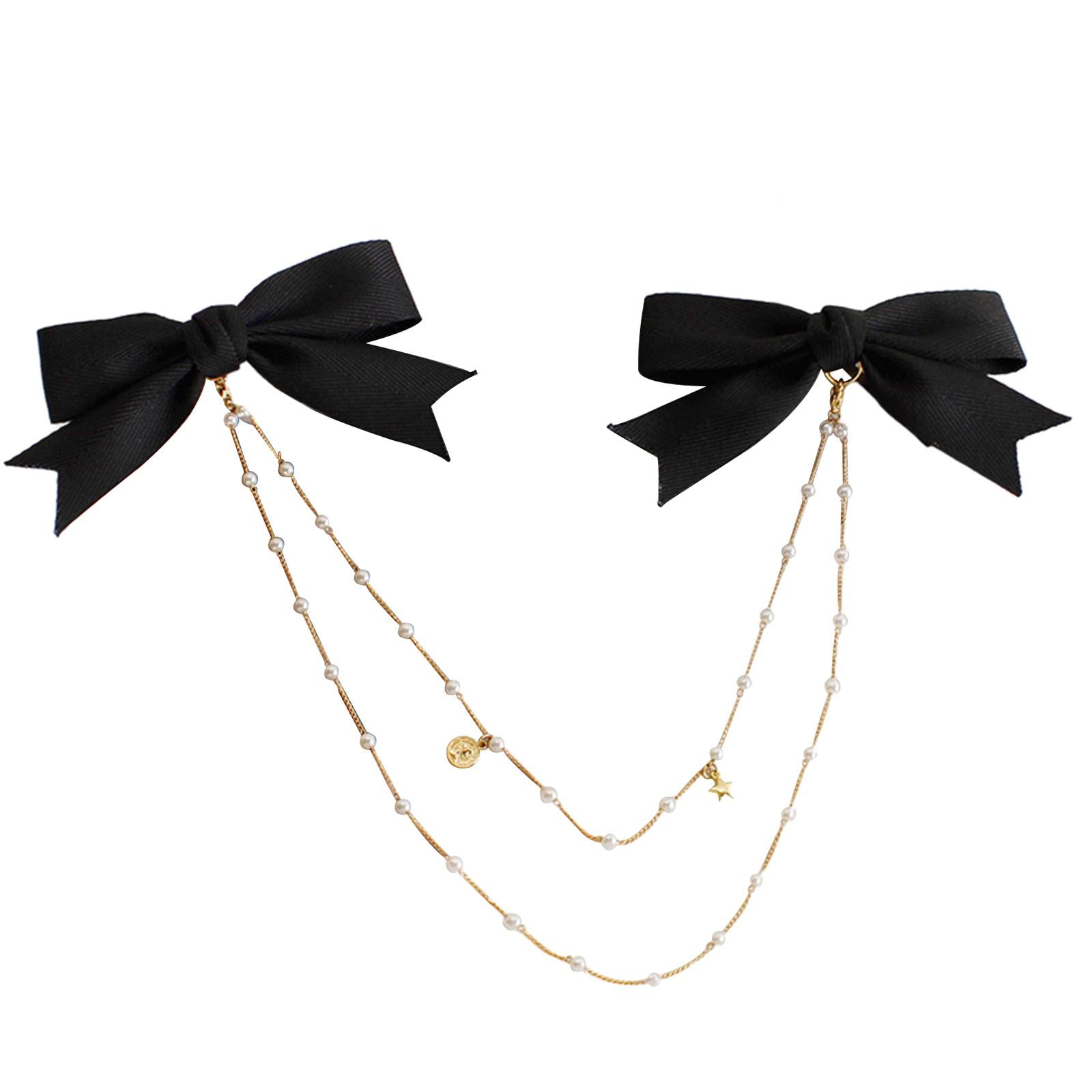 Bow Pearls Chain Hair Clip Hairpin Headwear Styling Tools Ponytail Barrettes 10CM 3.94IN