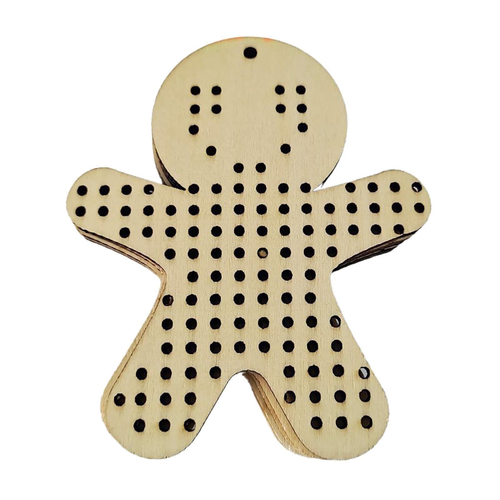 12Pcs Cross Stitch Pendant Blank Wood Shapes for Handmade Embroidery Style 2