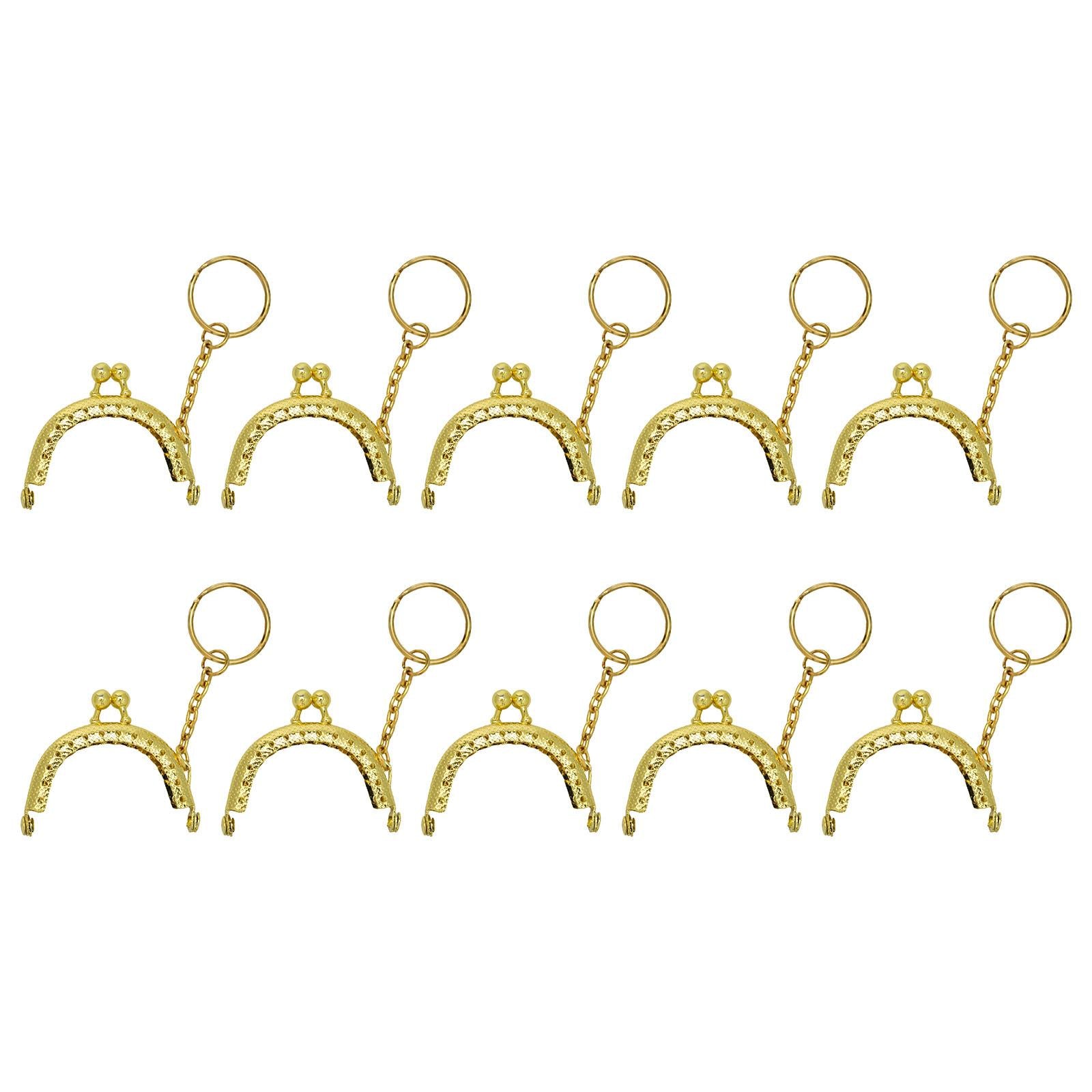 10Pcs Metal Purse Frame Semicircle Bag Handle Bag Kiss Clasp Lock for Sewing Gold