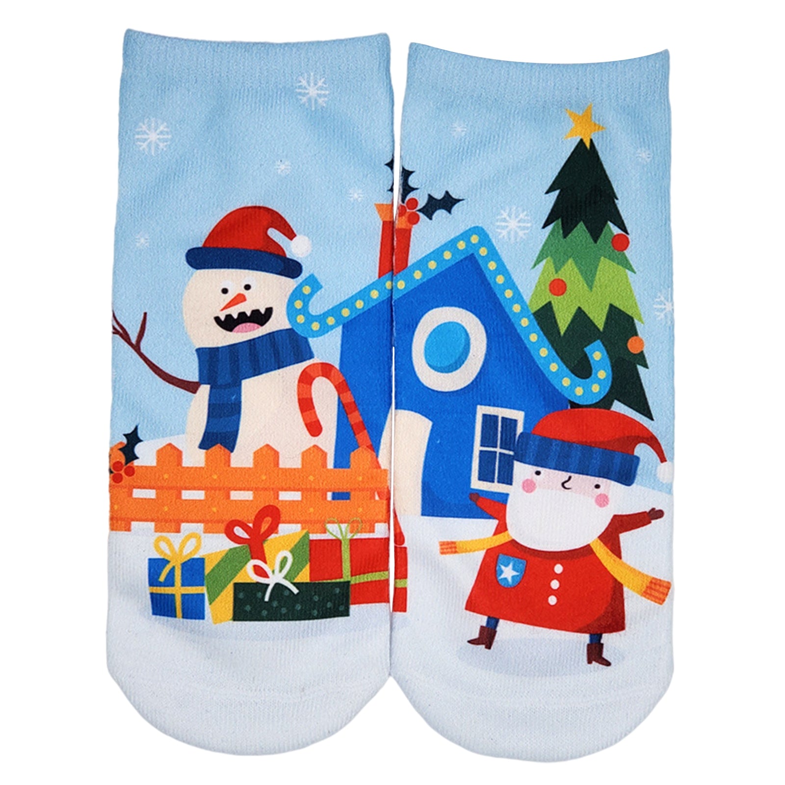 Fashion Low Crew Socks Chrismas Short Sock Breathable for Girls Boys Men snowmen