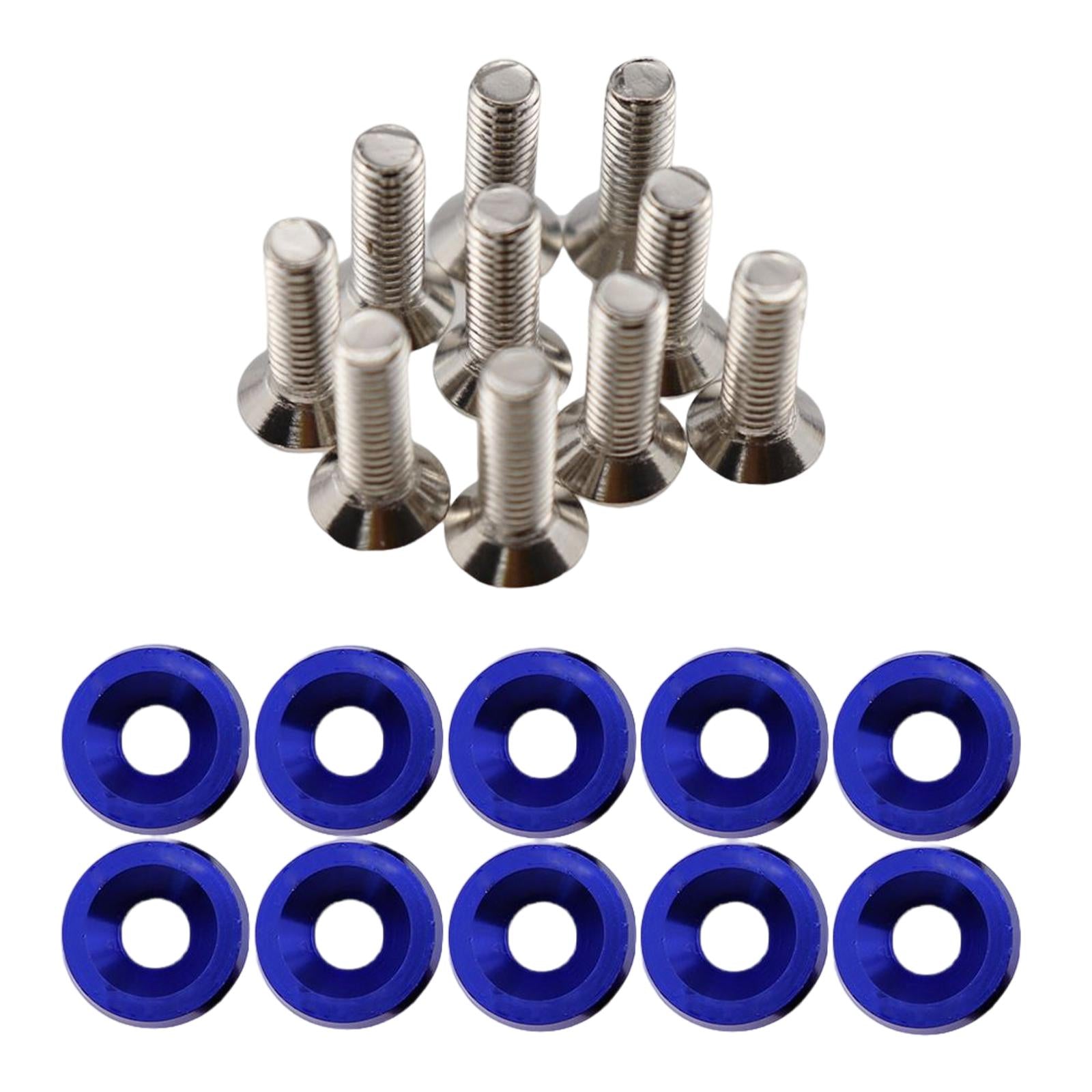 20Pcs Car Modified Screws Gasket Stainless Steel Aluminum Trim Bolts Screws Blue