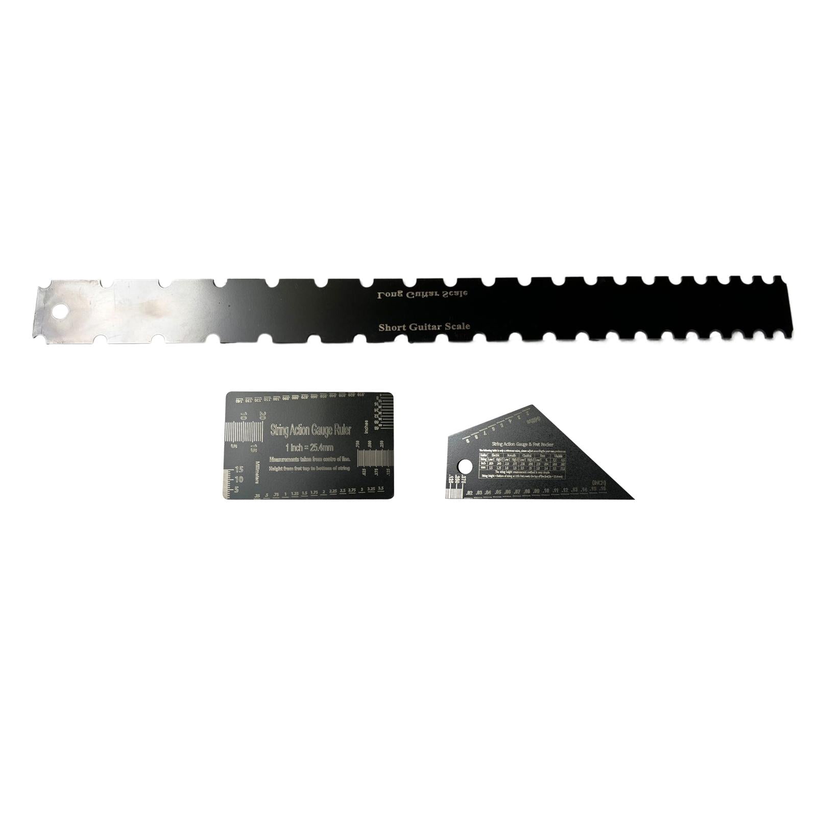 3 Pieces Guitar Neck Notched Straight Ruler Stainless Steel Fret Rocker