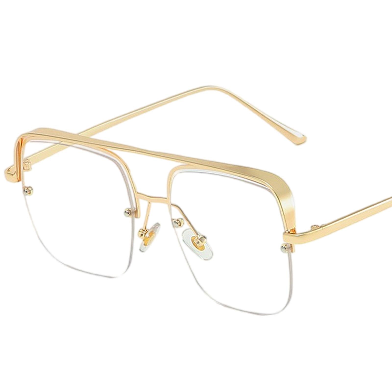 Womens Square Sunglasses Oversized Metal Frame UV Protection Chic Eyewear Gold