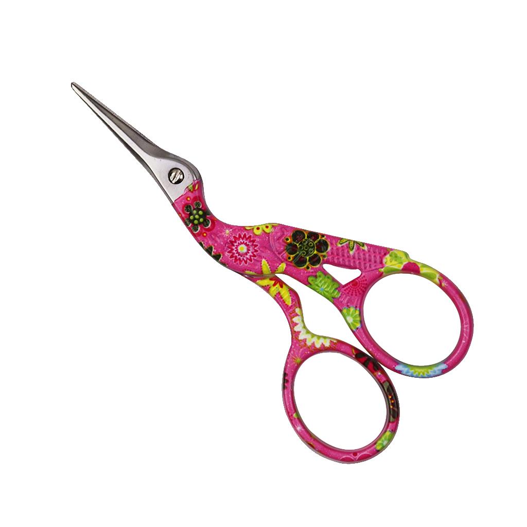 Mini Sewing Scissors Crane Shape Clothes Thread Embroidery Craft Rose Red
