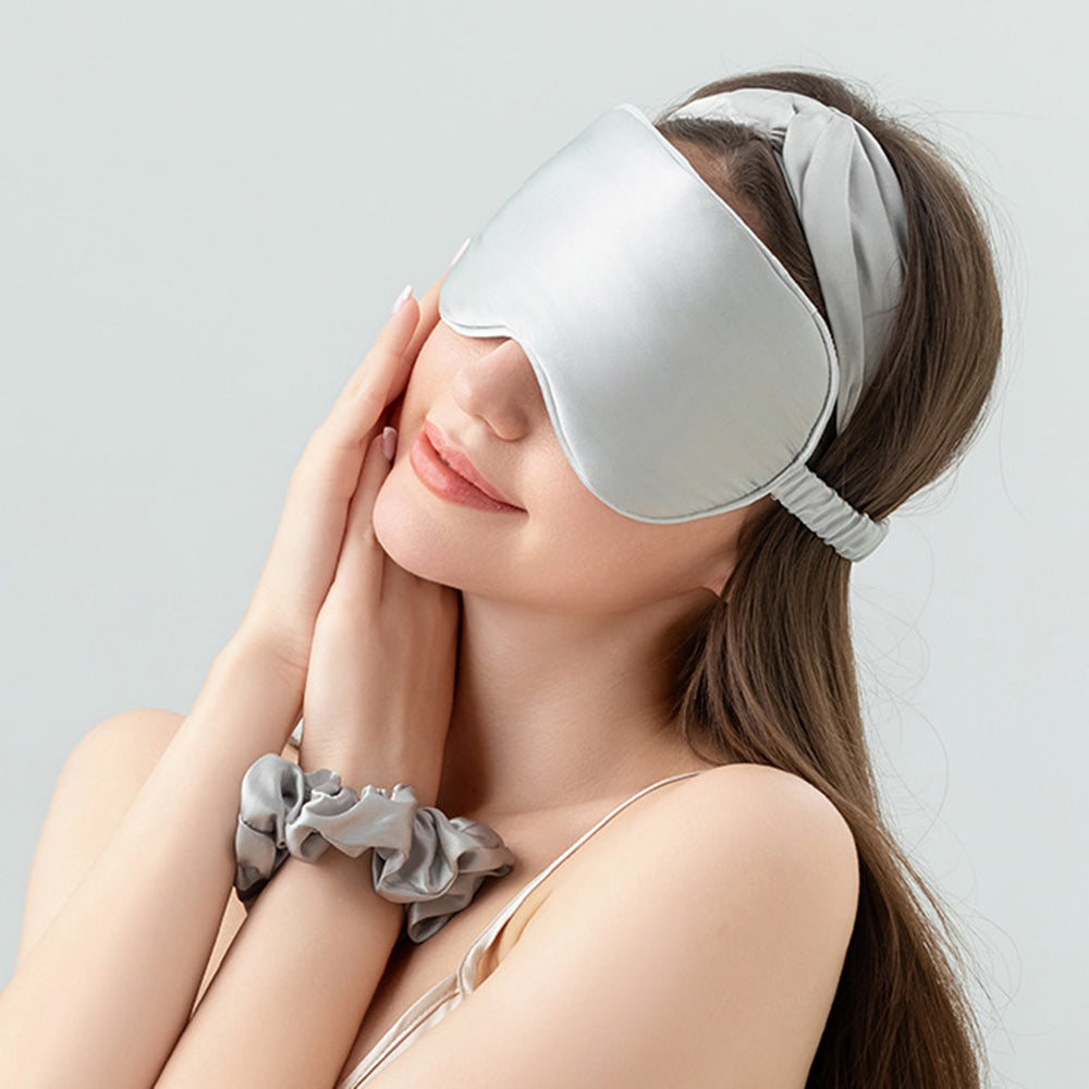 Ultra-Soft Mulberry Silk Sleep Eye Mask Eye Cover Eyeshade - Silver