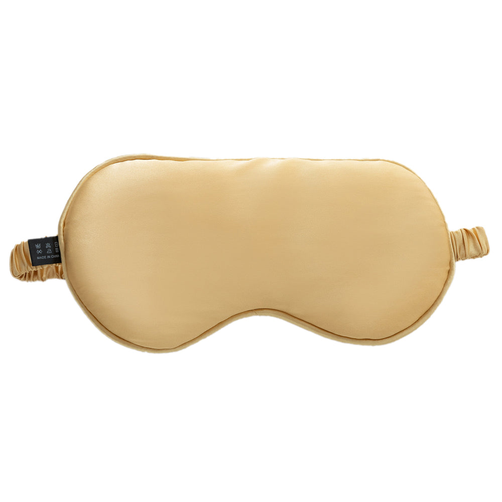 16 Momme Sleep Nap Mulberry Silk Eye Mask Elastic Headband Soft Eye Cover Eyeshade - Champagne Gold