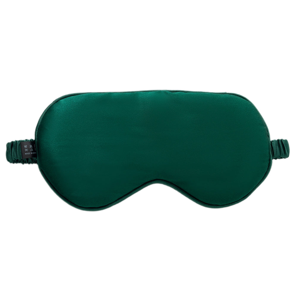 16 Momme Sleep Nap Mulberry Silk Eye Mask Elastic Headband Soft Eye Cover Eyeshade - Blackish Green