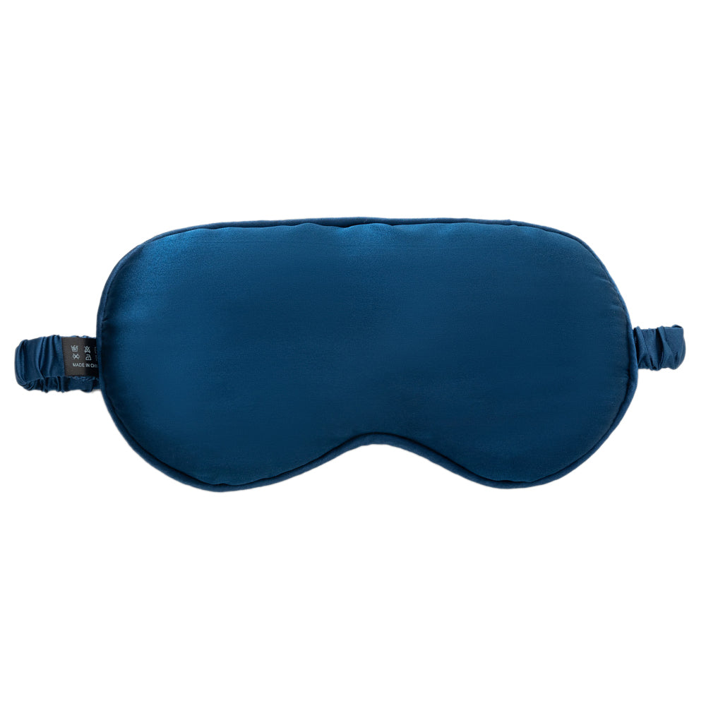 16 Momme Sleep Nap Mulberry Silk Eye Mask Elastic Headband Soft Eye Cover Eyeshade - Navy Blue