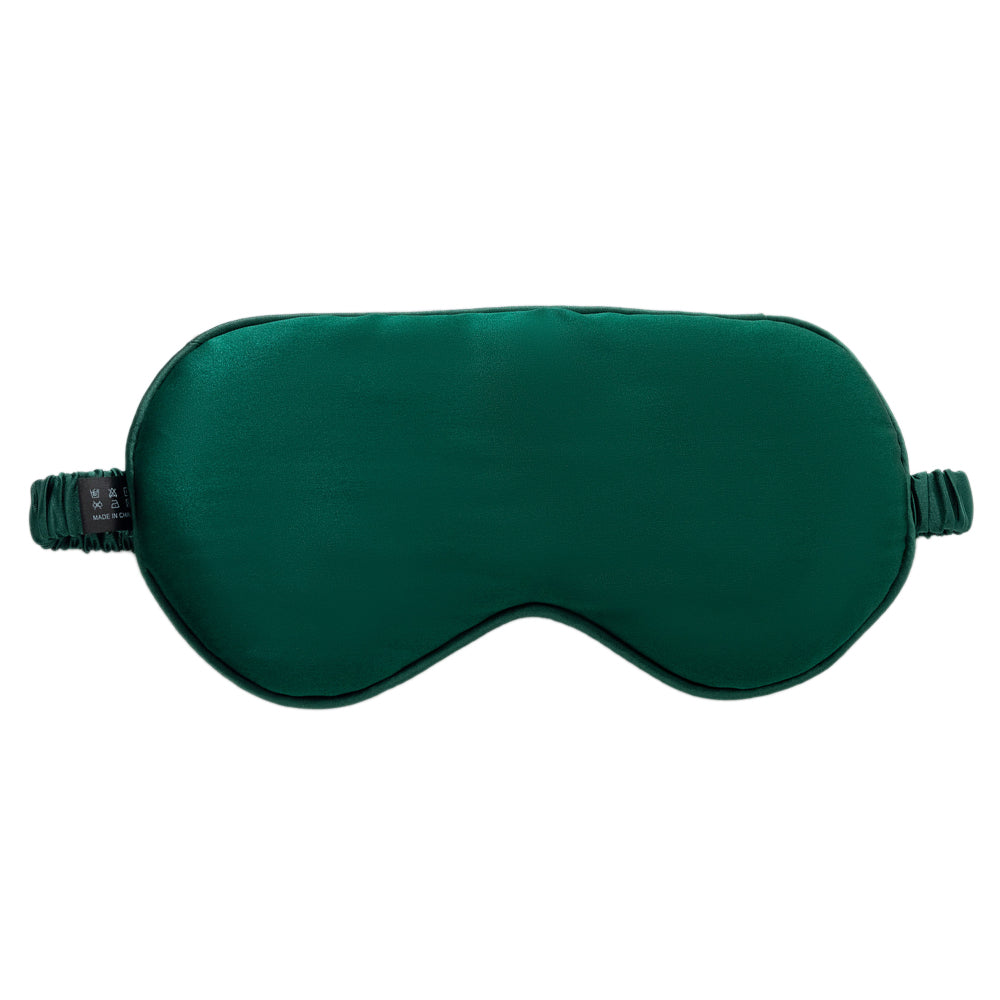 22 Momme Sleep Nap Eye Mask Mulberry Silk Elastic Headband Eye Cover Eyeshade - Blackish Green