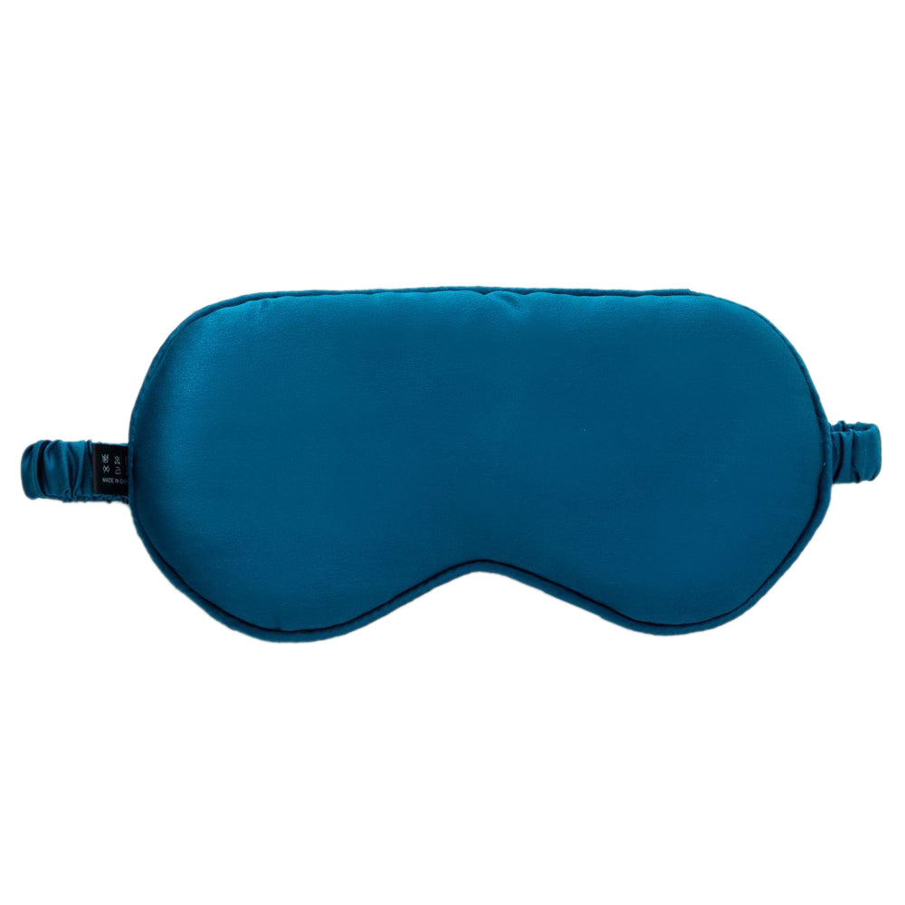 22 Momme Sleep Nap Eye Mask Mulberry Silk Elastic Headband Eye Cover Eyeshade - Lake Blue