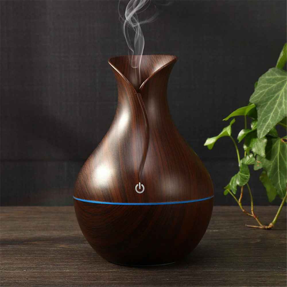 Car Vehicle Wood Skin Oil Aroma Diffuser Ultrasonic Air Purifier Aromatherapy Humidifier - Dark Wood Grain
