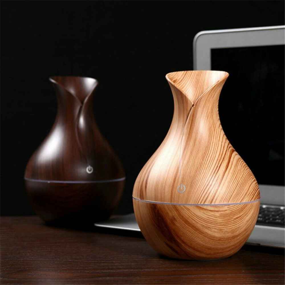 Car Vehicle Wood Skin Oil Aroma Diffuser Ultrasonic Air Purifier Aromatherapy Humidifier - Dark Wood Grain