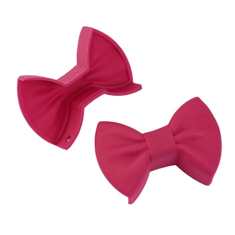 4 Pairs Bowknot Silicone Insulation Clip Creative Kitchen Practical Gadgets (Dark red)