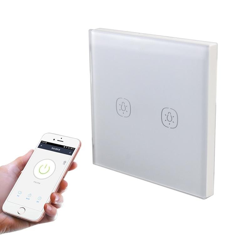 2.4G 2 Buttons Smart Light Wall Switch, Support Alexa / Google Home Voice Control, US Plug