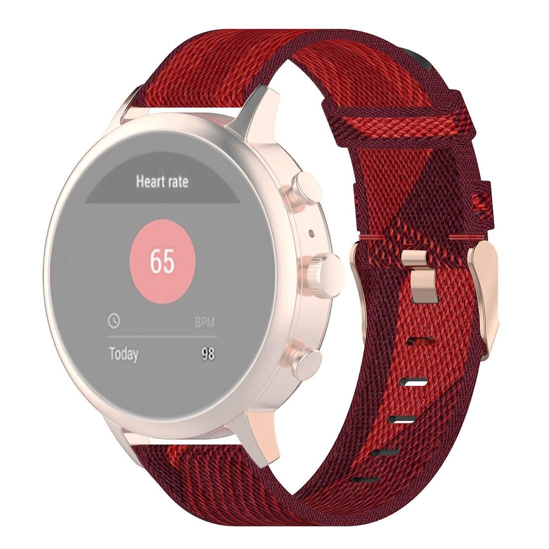 18mm Stripe Weave Nylon Wrist Strap Watch Band for Fossil Female Sport / Charter HR / Gen 4 Q Venture HR (Red)