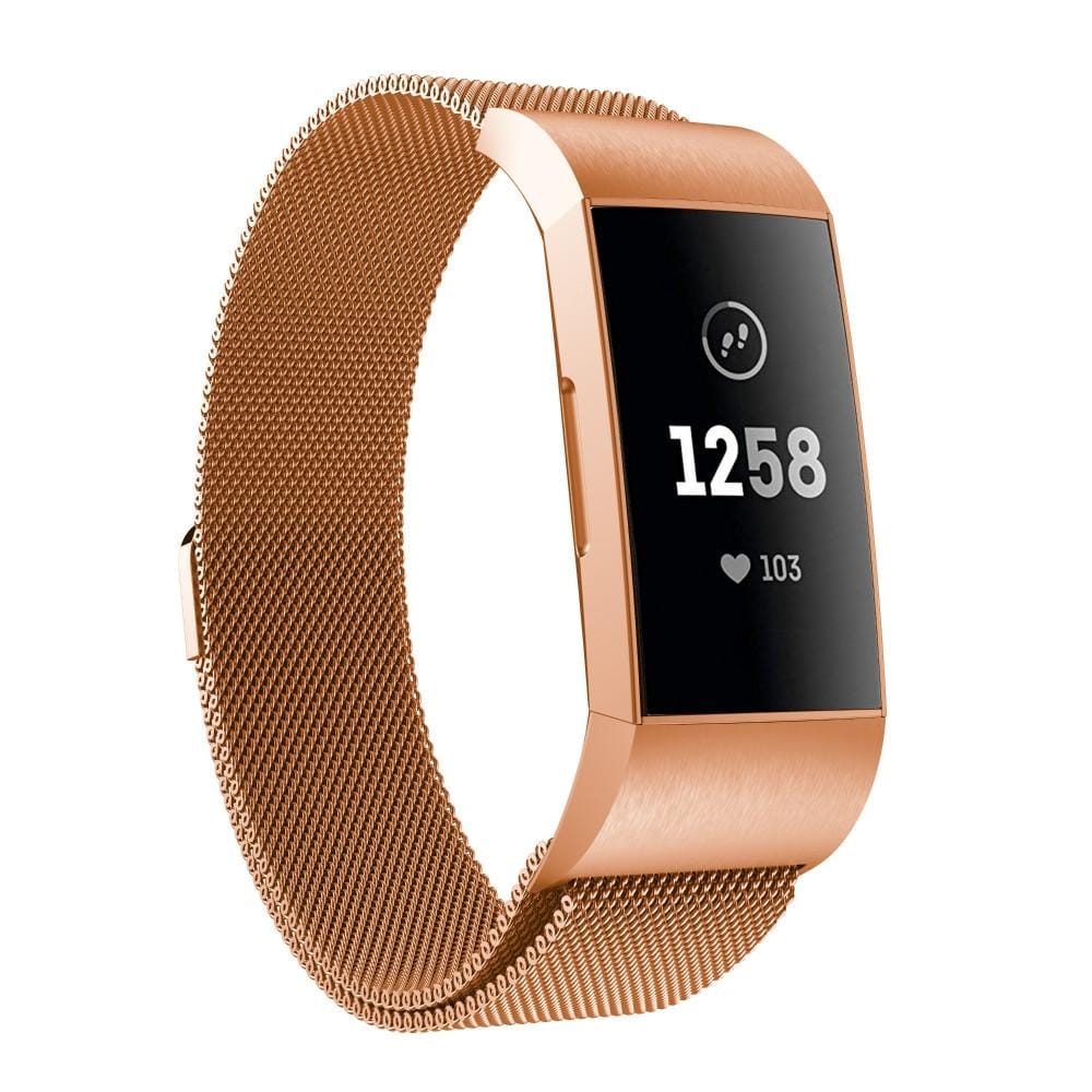 For Fitbit Charger 3 Metal Magnetic Metal Watch Strap (Rose Gold)