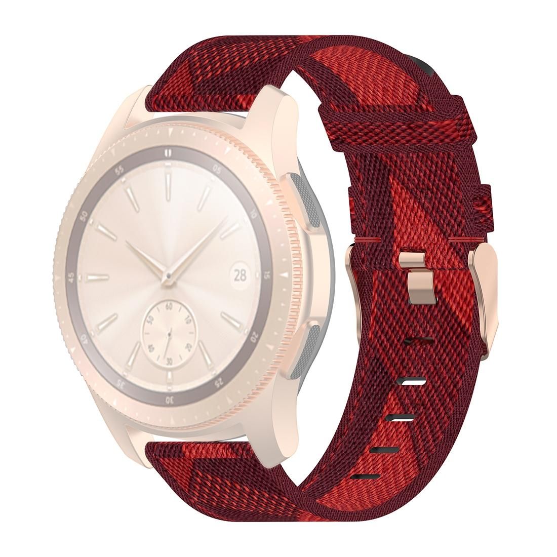 20mm Stripe Weave Nylon Wrist Strap Watch Band for Galaxy Watch 42mm, Galaxy Active / Active 2, Gear Sport, S2 Classic (Red)