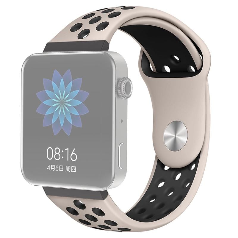 For Xiaomi Smart Watch Standard / Pride Version 18mm Two-color Silicone Replacement Strap Watchband (Apricot Black)
