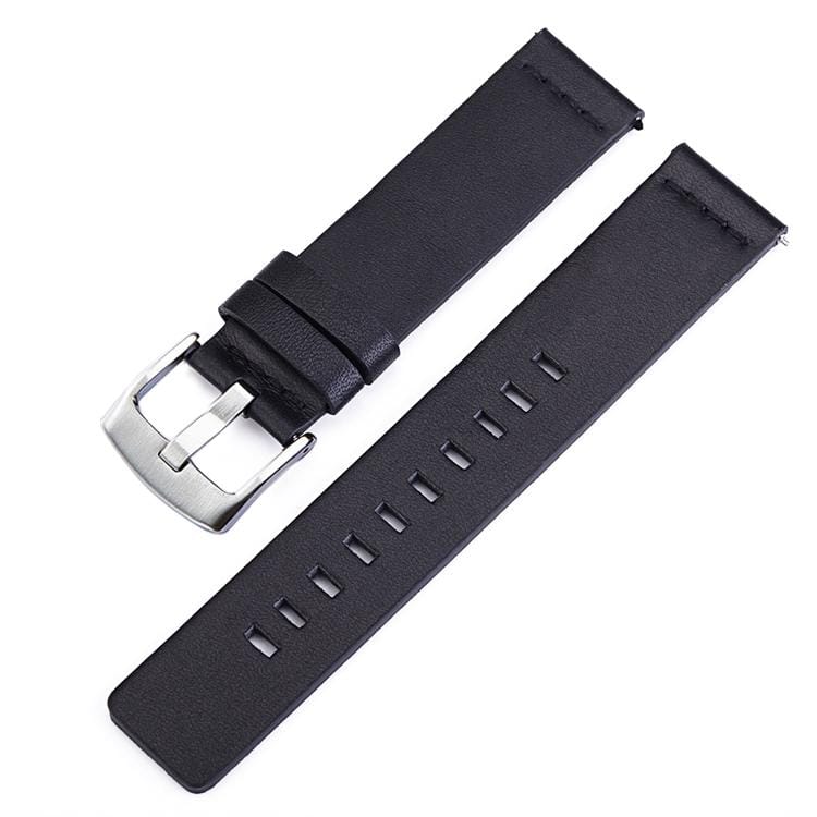 Smart Watch Silver Buckle Leather Wrist Strap for Apple Watch / Galaxy Gear S3 / Moto 360 2nd, Specification: 24mm (Black)