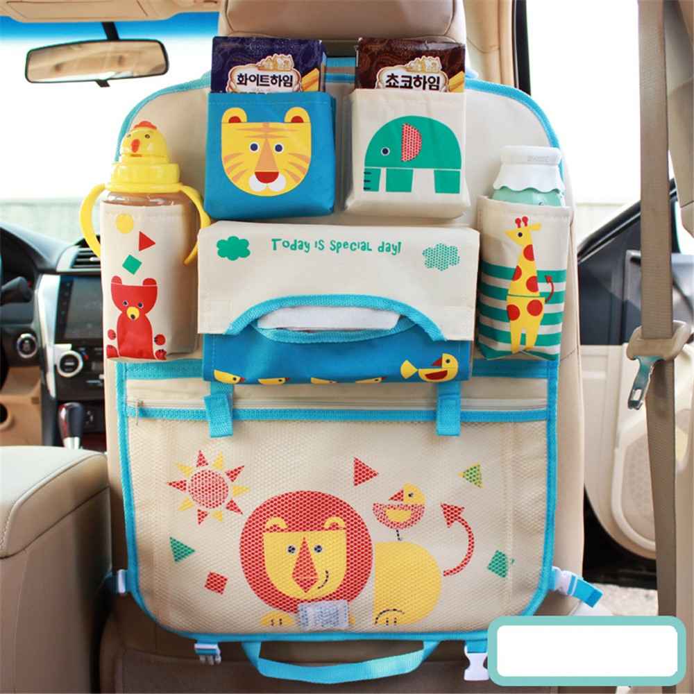 Lion - Cute Cartoon Pattern Car Back Seat Pocket Organizer Multi-pocket Hanging Bag Foldable Storage Collector