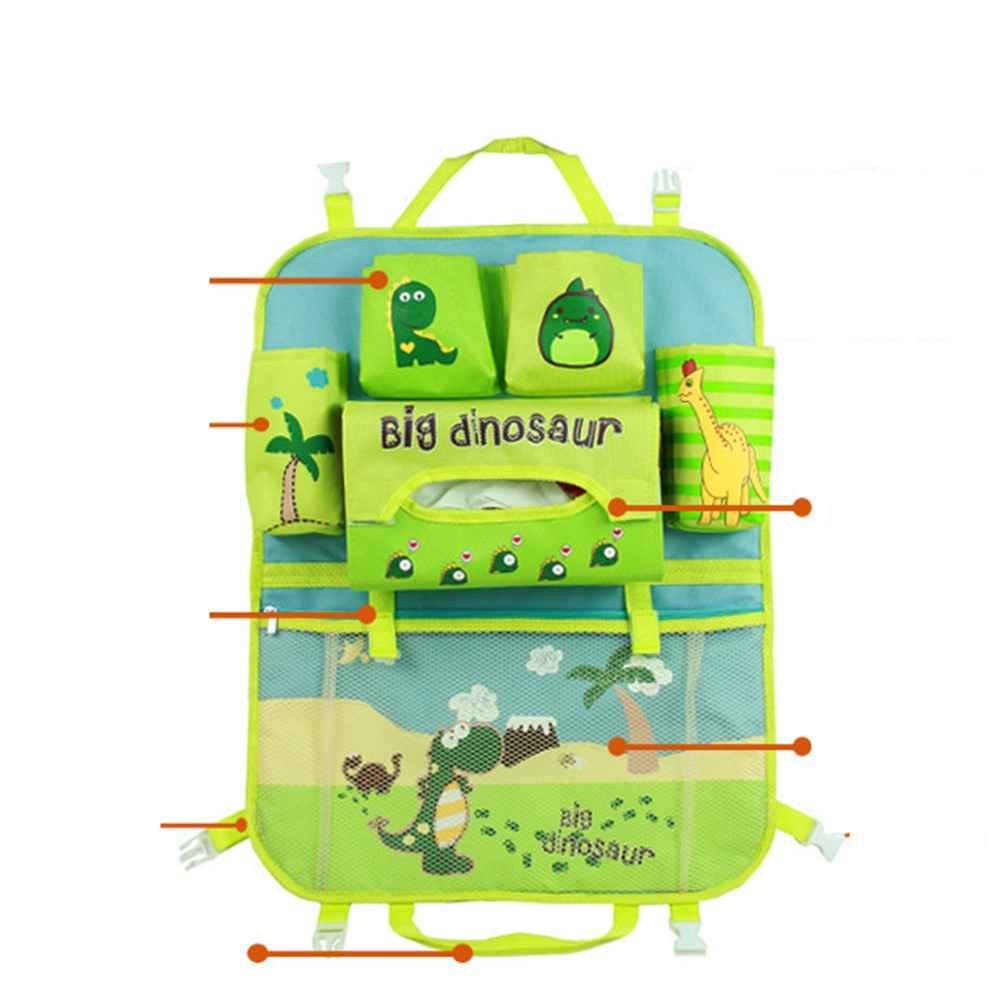 Dinosaur - Cute Cartoon Pattern Car Back Seat Pocket Organizer Multi-pocket Hanging Bag Foldable Storage Collector