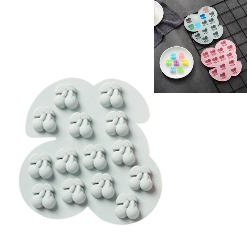 4 PCS Cherry Fruit Ice Tray Silicone Mold Cake Chocolate Candy Mold DIY Baking Mold (Blue)