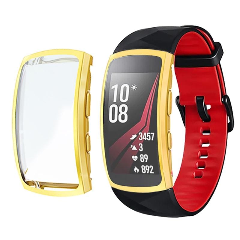 For Samsung Gear Fit 2 Pro Full Coverage Plating TPU Watch Case (Gold)