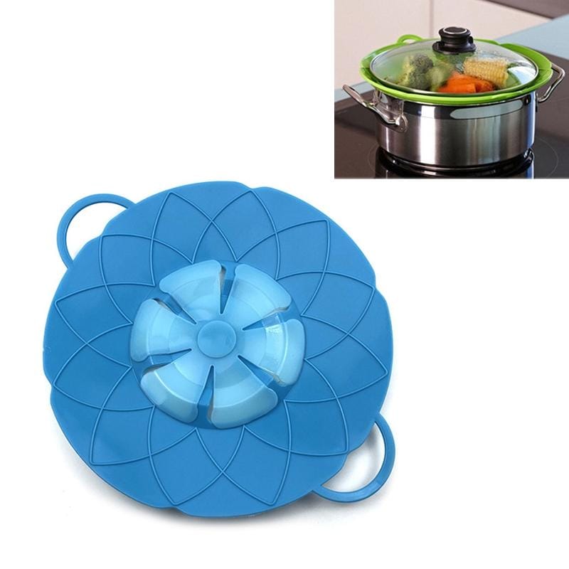 Silicone lid Spill Stopper Cover For Pot Pan Kitchen Accessories Cooking Tools Flower Cookware Utensil (Blue)