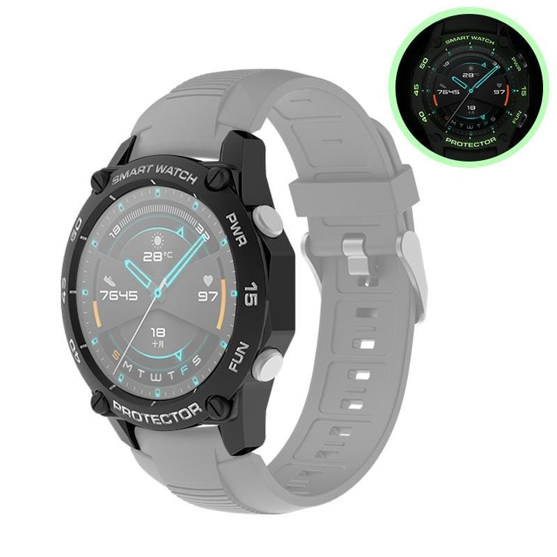 For Huawei Watch GT2e 46mm Smart Watch TPU Protective Case, Color:Black+White Luminous Green