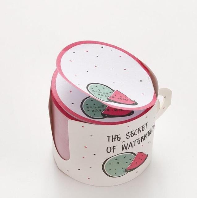 400 Sheets Creative Cute Fruit Cup Shaped Memo Pads Message Note Paper Message Sticky Note (Watermelon)