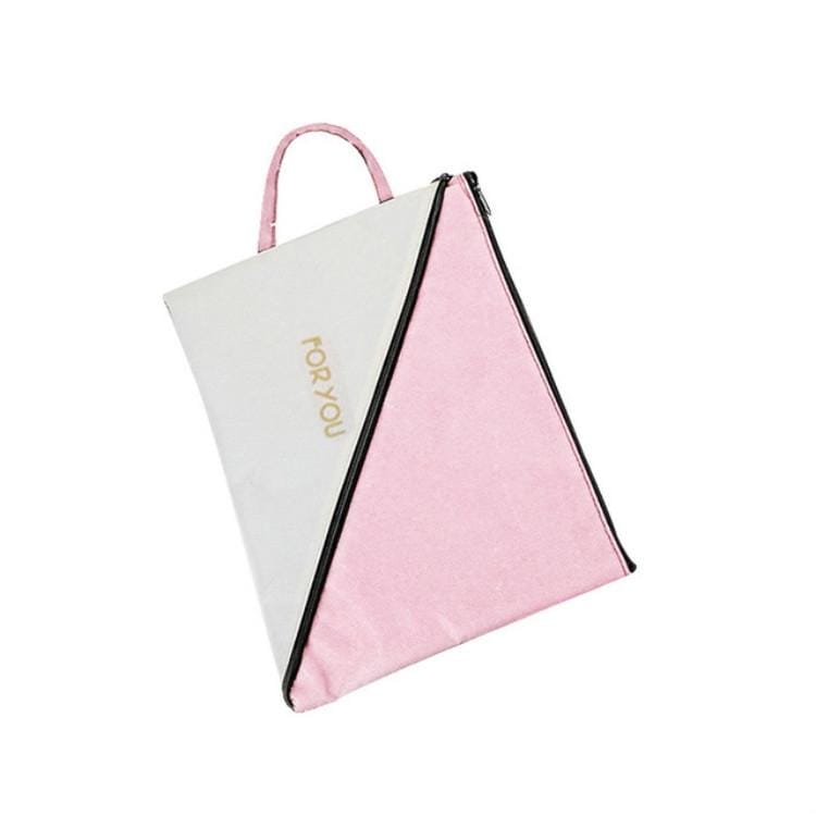 Double Layer Canvas Document File Support Office School Tote Bag Organizer Bag A4 Creative Zipper Storage Bag (Pink )