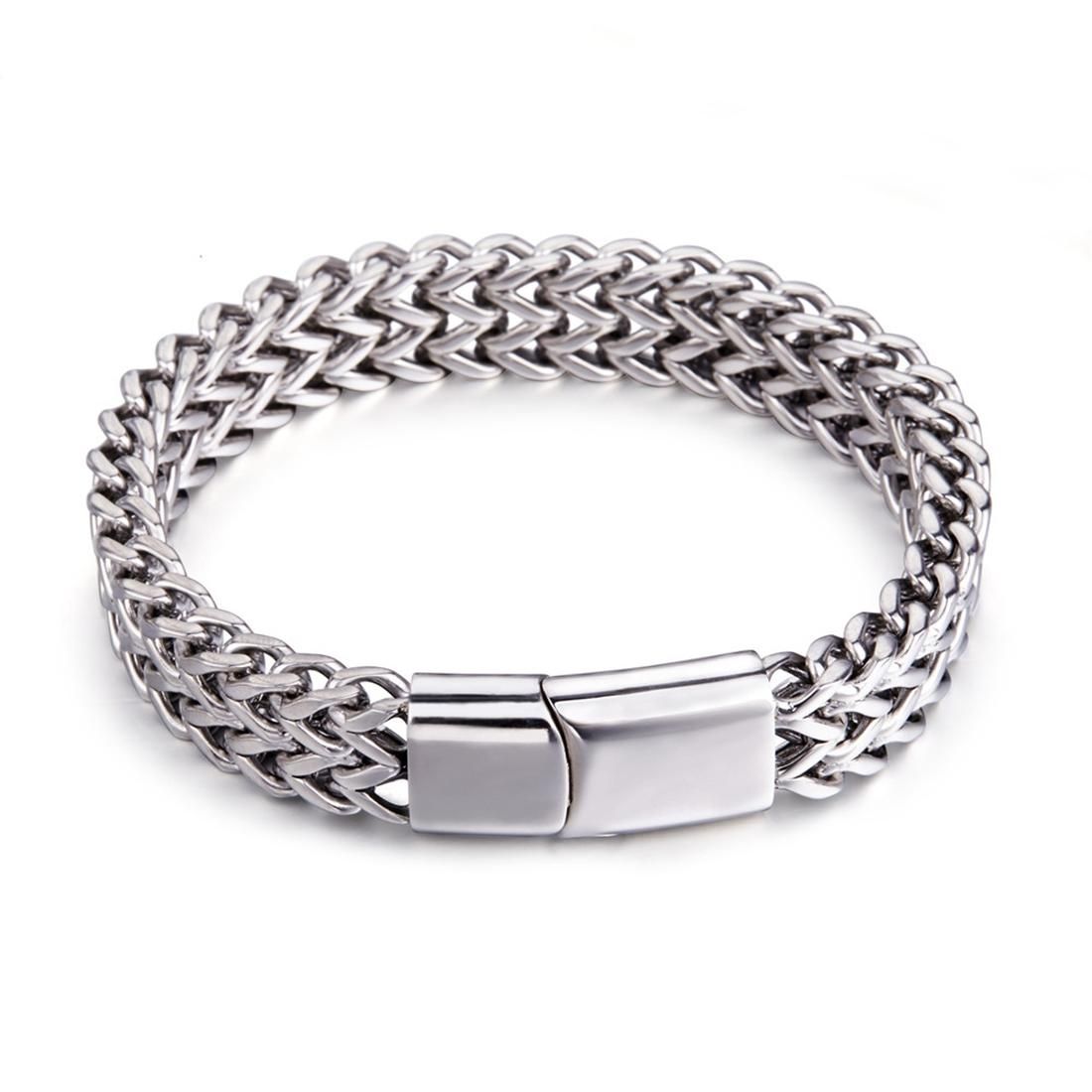 Mens Fashion Jewelry Hip-hop Punk Twist Titanium Steel Wristband Bracelet, Size: 21cm (Silver)