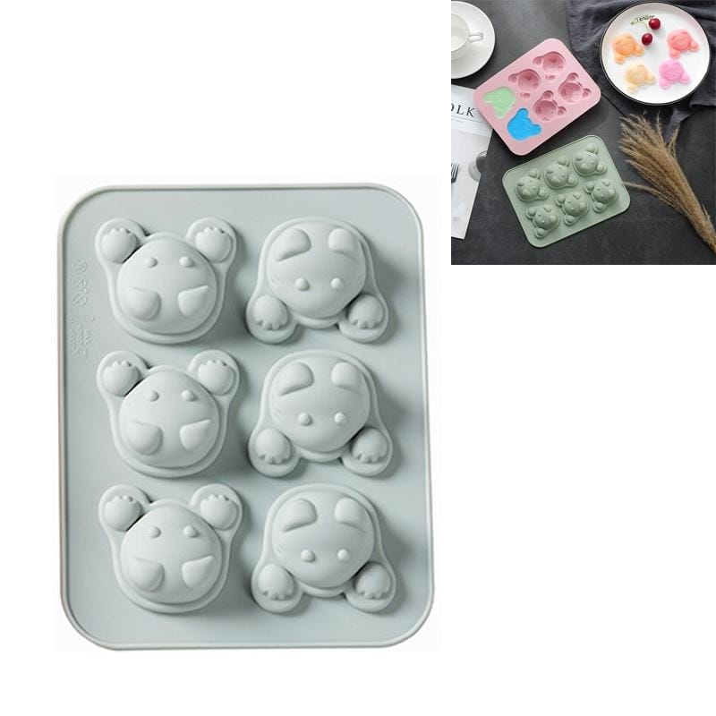 4 PCS Cartoon 6 Grid Kittens Silicone Ice Cube Chocolate Cake Mold Complementary Food Baking Mold (Blue)