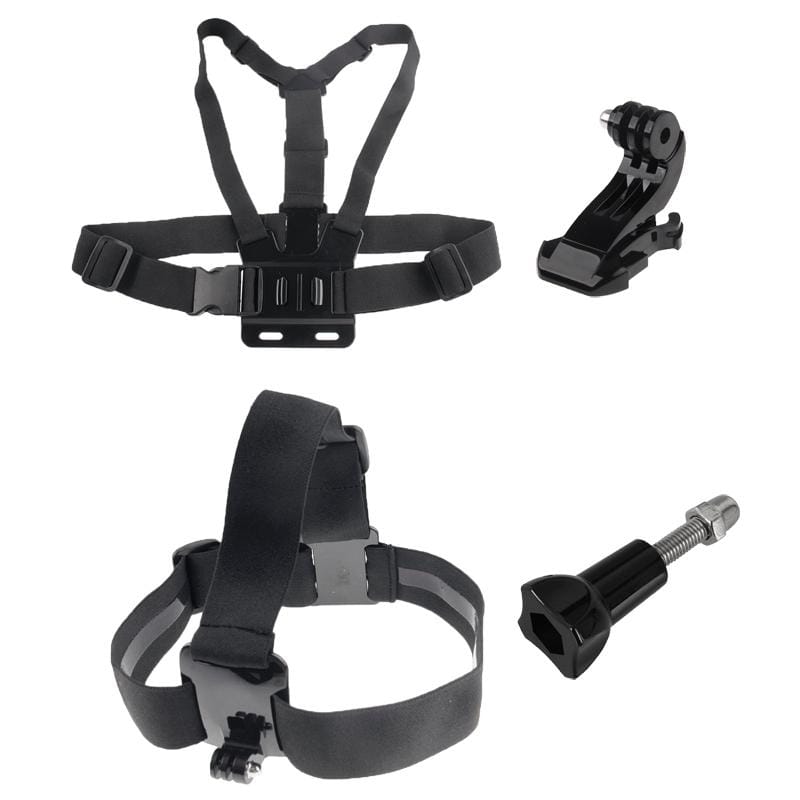 ST-145 4 in 1 Chest Strap  + Head Strap  + J-shaped Bracket + Thumb Screw for GoPro NEW HERO / HERO7 /6/ 5 /5 Session /4 /3+ /3 /2 /1 (Black)