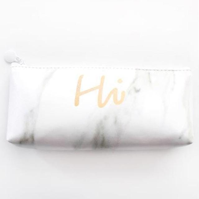 Cute Leather Marble Letter Storage Pouch Pen Box Stationery Office School Supplies (Hi)