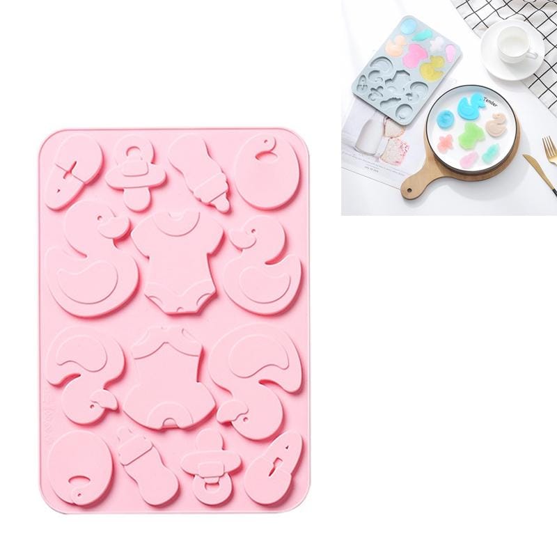 4 PCS Duck Shape Silicone Ice Tray Baking Mold Biscuit Chocolate EMold (Pink)
