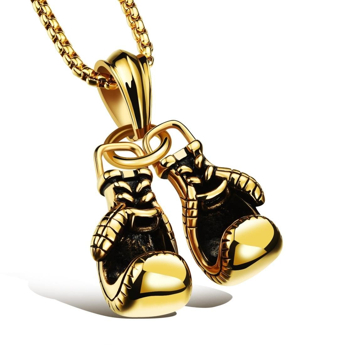 OPK Double Gloves Titanium Steel Necklace Pendant without Chain (Gold)