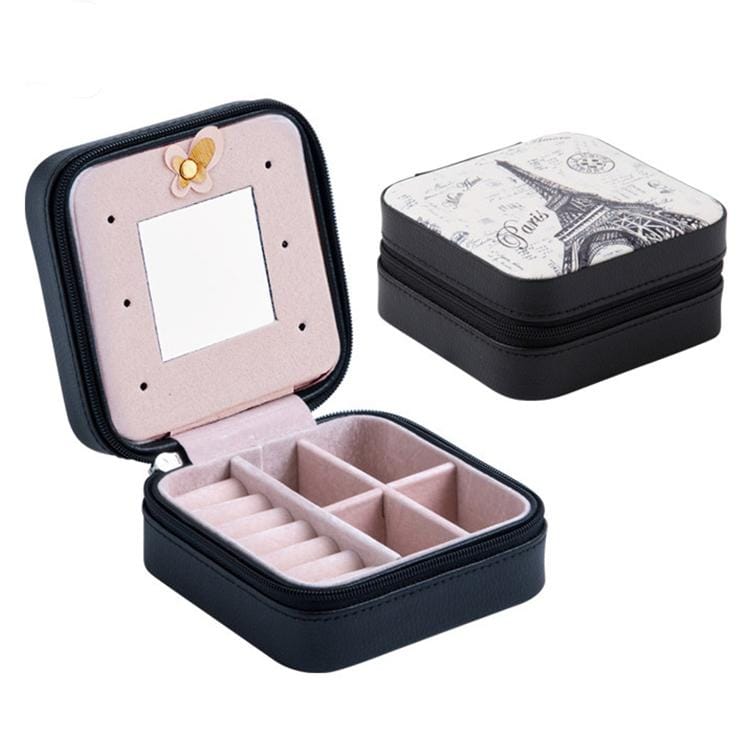 Macaron Small Jewelry Box Rings and Earrings Mirrored Travel Storage Case (Light Pink)