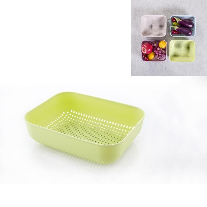 5 PCS Multifunctional Fruit and Vegetable Basket Plastic Square Hollow Drain Basket, Size:M (Green)